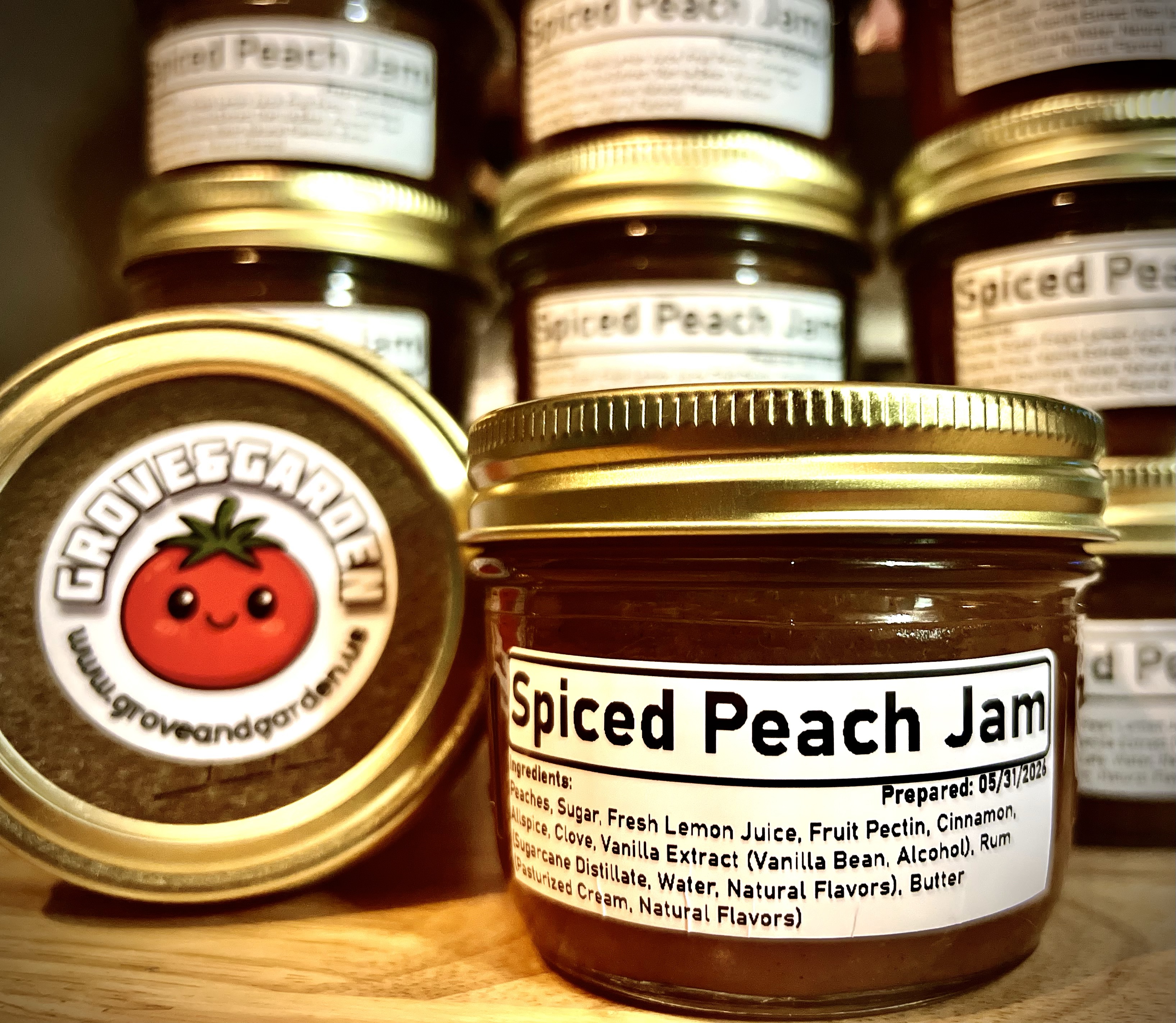 Jars of Grove & Garden Spiced Peach Jam